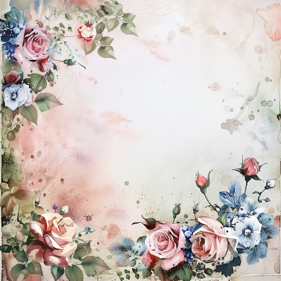 12 Rose Scrapbook Junk Journal Pages Digital Download PNG Designs ...