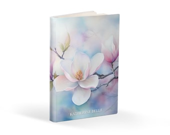 Personalized Magnolia Journal: Watercolor Floral Notebook, Custom Diary