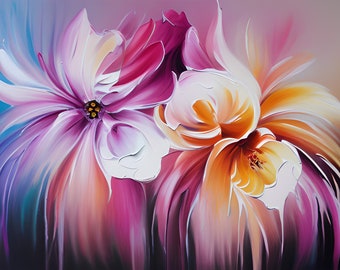 Abstract bloemen schilderij PNG 11x17 300ppi digitale download afdrukbare kunst 5 ontwerpen