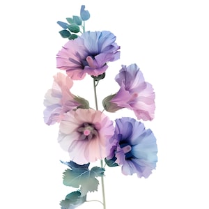 Transparent Background Abstract Hollyhocks PNG Clipart Bundle Digital Download 10 Designs