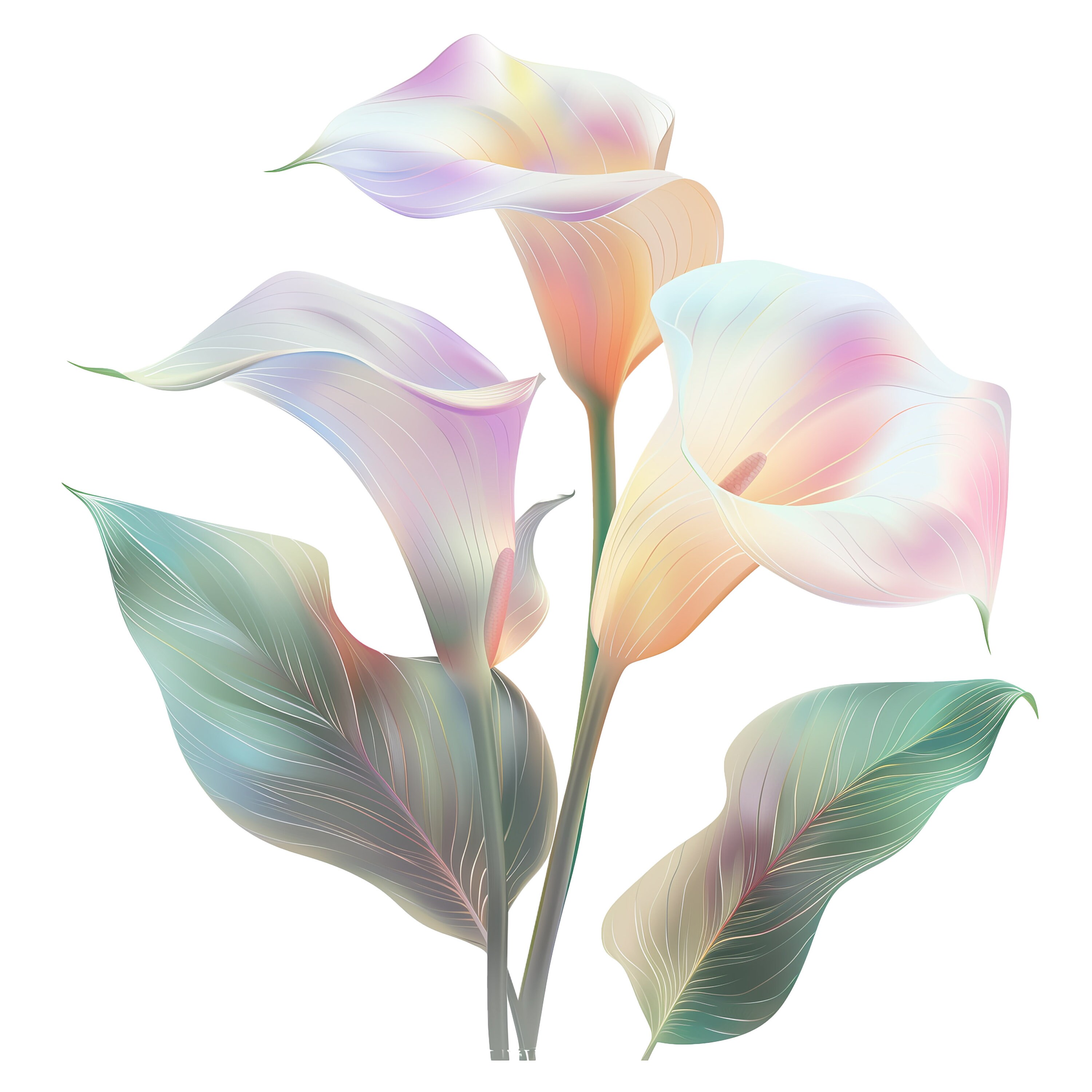 Transparent Background Abstract Calla Lily PNG Clipart Bundle