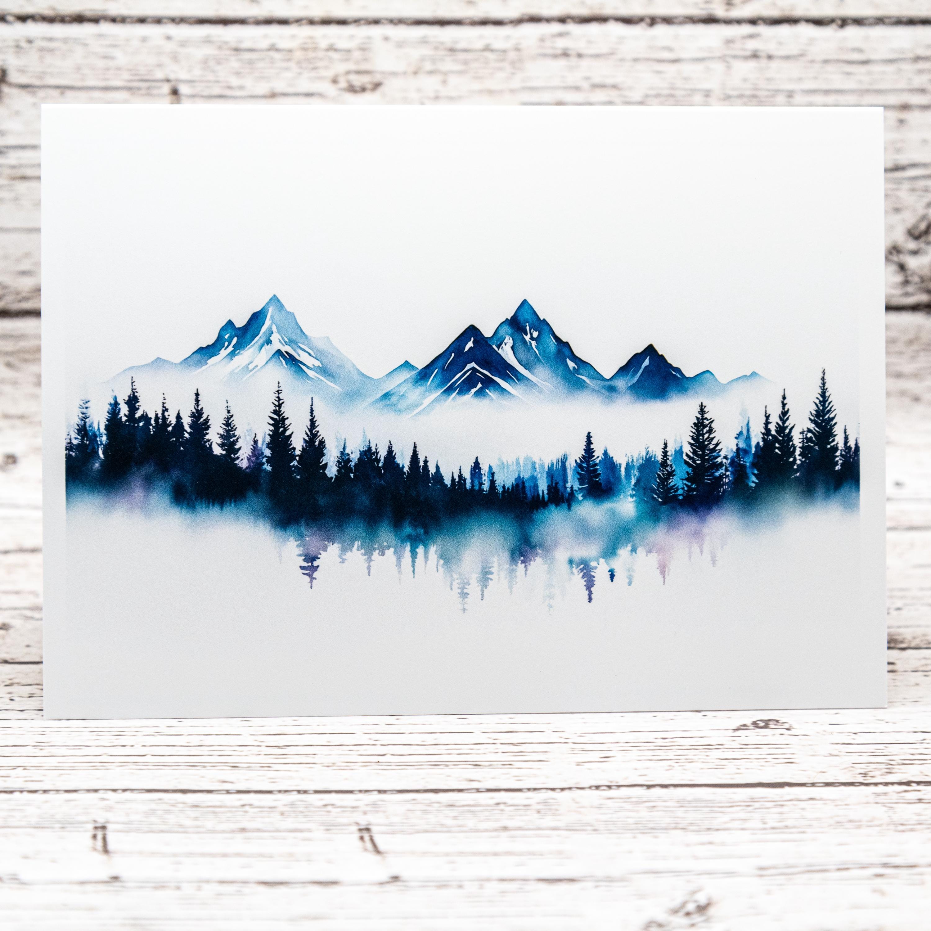 Watercolor Mountain Note Card Set: A6 Greeting Cards With Envelopes - Etsy