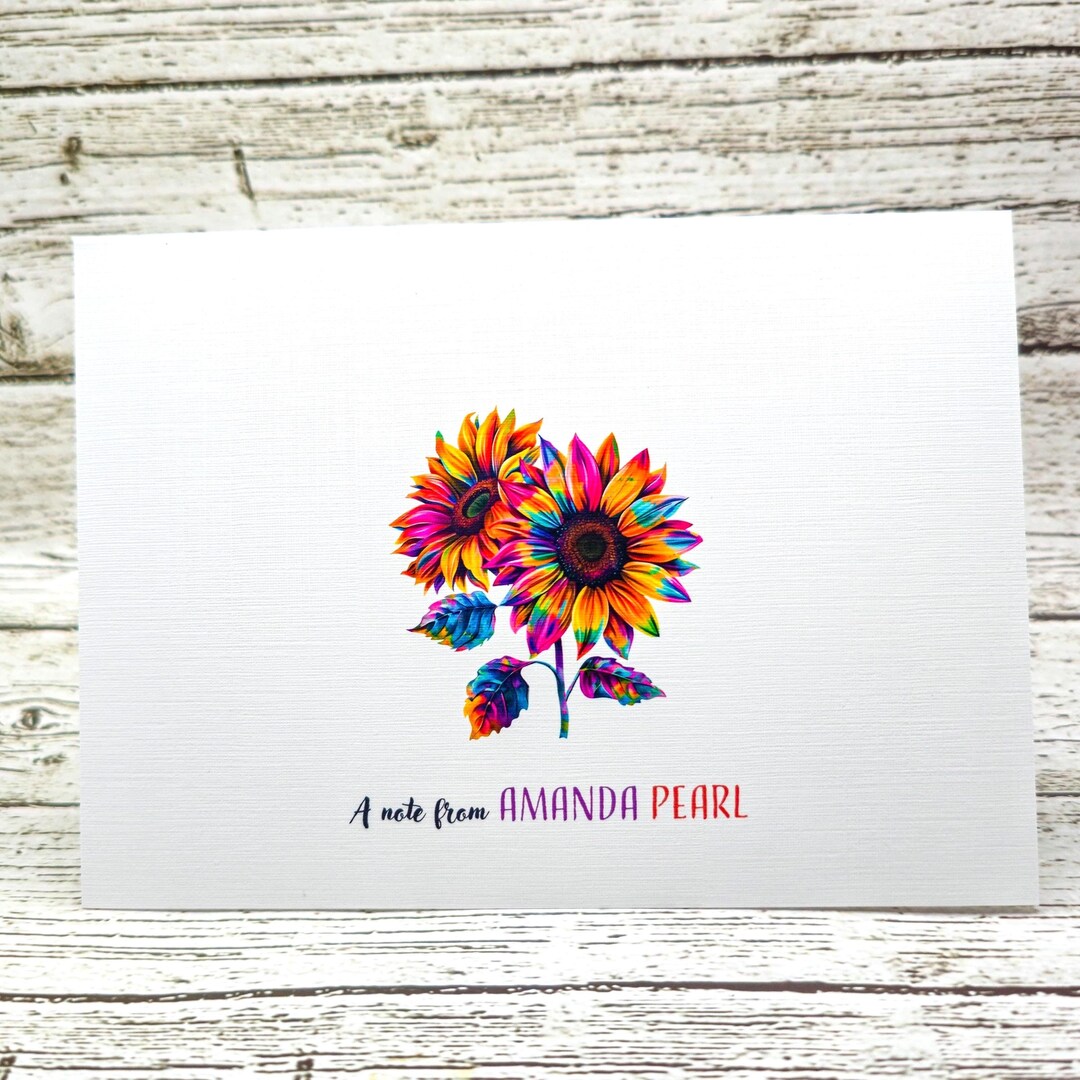 Personalized Set of Notecards With Envelopes Sunflowers, Greeting Card ...