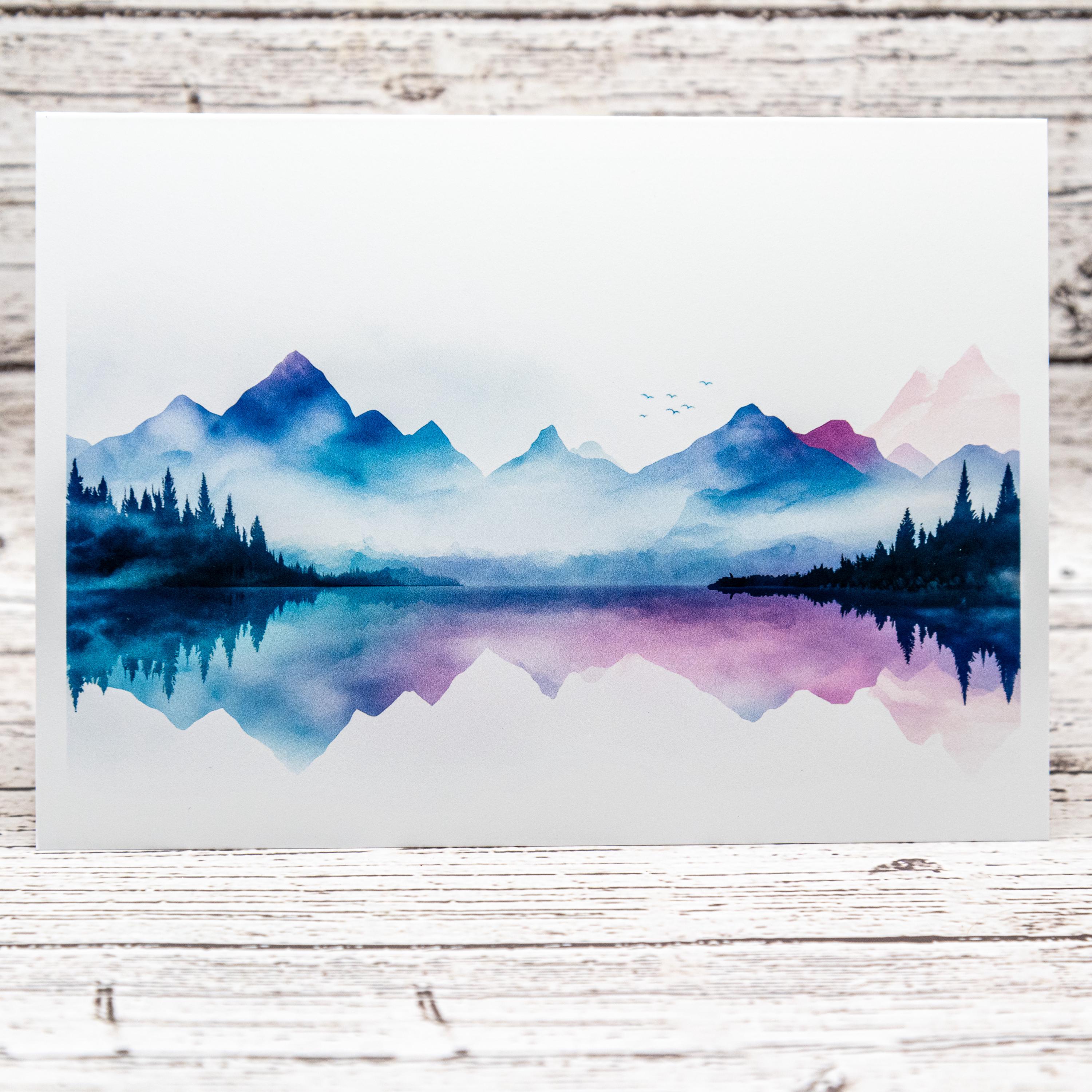 Watercolor Mountain Note Card Set: A6 Greeting Cards With Envelopes - Etsy