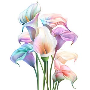 Pacote de clipart PNG de lírio de calla abstrato com fundo transparente, download digital de 10 designs