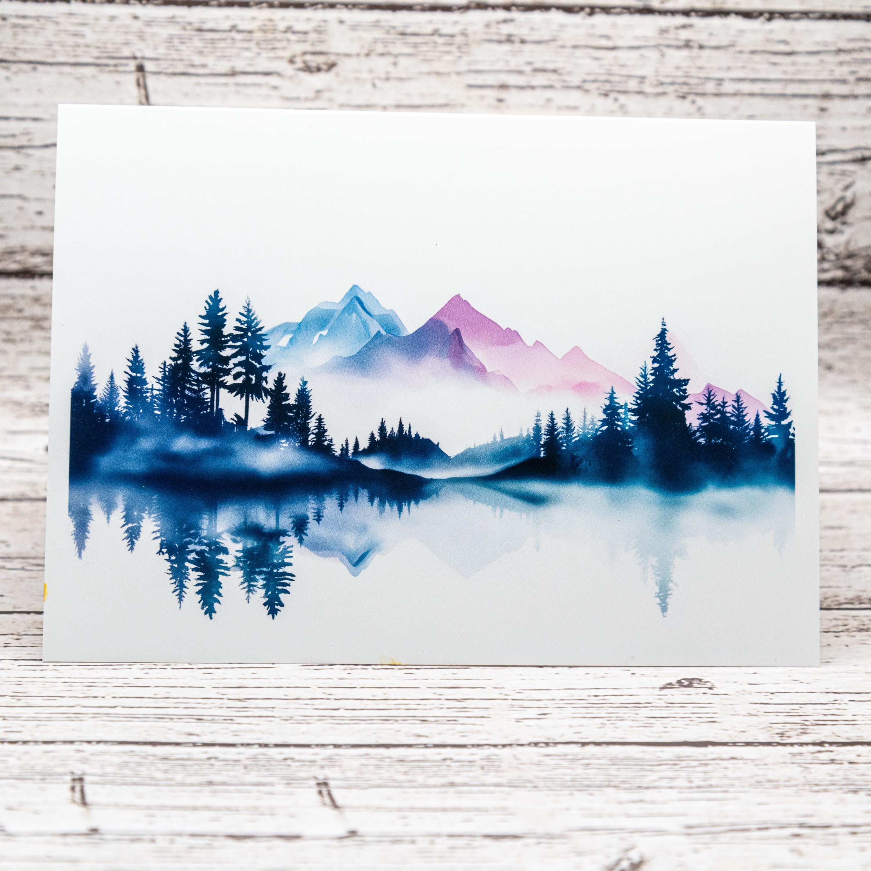 Watercolor Mountain Note Card Set: A6 Greeting Cards With Envelopes - Etsy