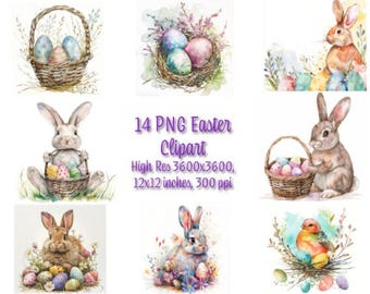 14 Clipart a tema pasquale, download digitale, disegni PNG, arte stampabile, design a sublimazione