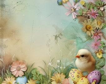 Carta per decoupage pasquale: disegni PNG per album e diari spazzatura (download digitale)