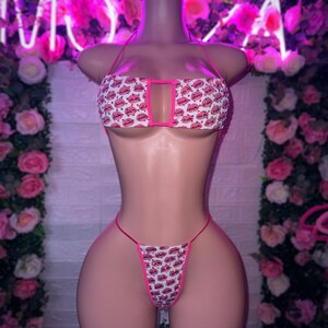 Exotic Dancewear, Two Piece, Pink Stripper Outfits, Thong Bikini