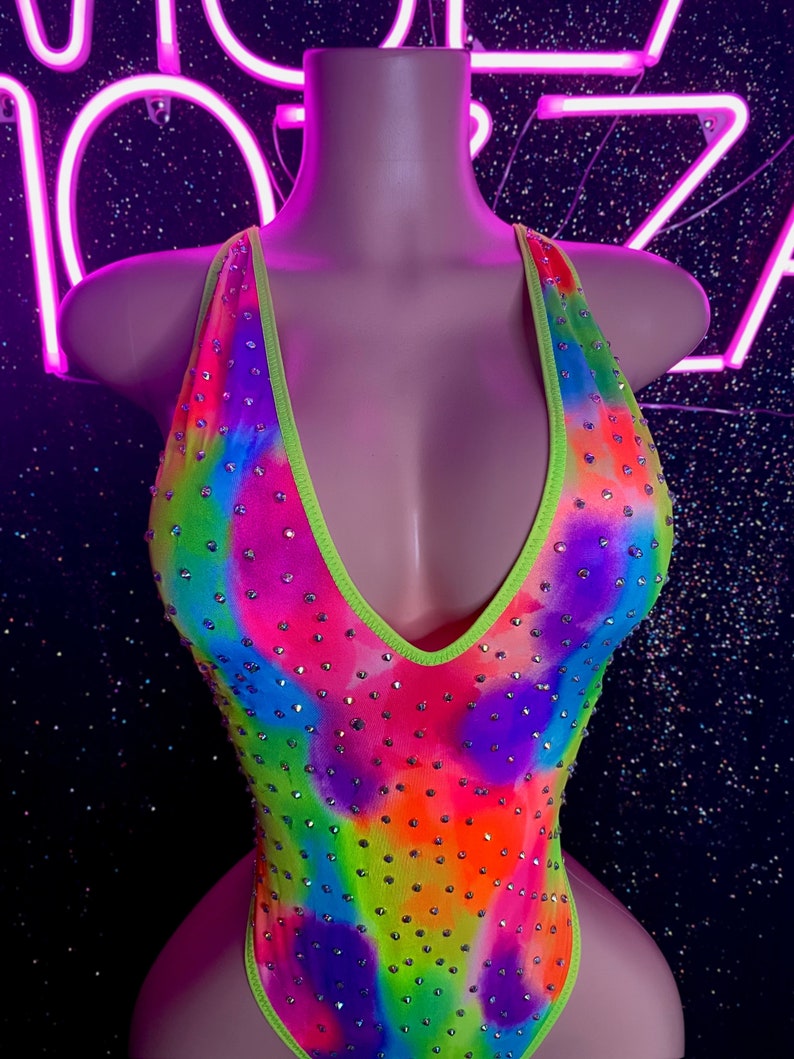 Exotic Dancewear Set, Rainbow Bedazzeled Bodysuit and Bikini Etsy