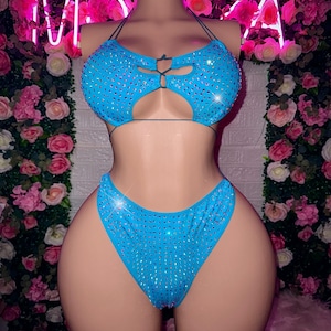 Exotische Tanzbekleidung, Zweiteiler, Stripper Outfits, Strass Stripper wear, High Waist Pants, Ravewear