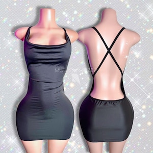 Vestido de stripper, ropa de baile exótica, minivestido de club, atuendos de stripper, ropa de club, vestido de cóctel sin espalda