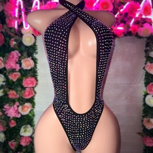 Ropa de baile exótica, ropa rave, mono con diamantes de imitación, trajes de una pieza, trajes de stripper