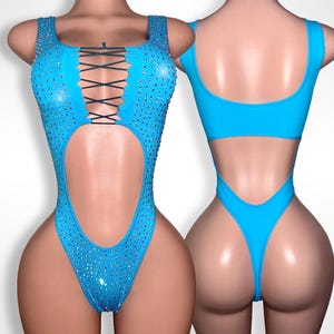 Ropa de baile exótica, ropa para rave, trajes de stripper, mono con diamantes de imitación, traje de baño de una pieza para festivales
