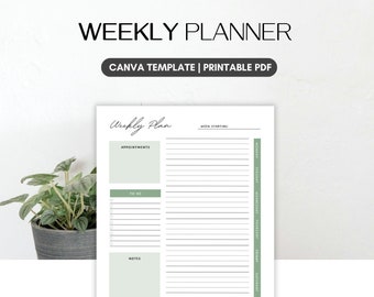 Weekly Planner Canva Template - Etsy
