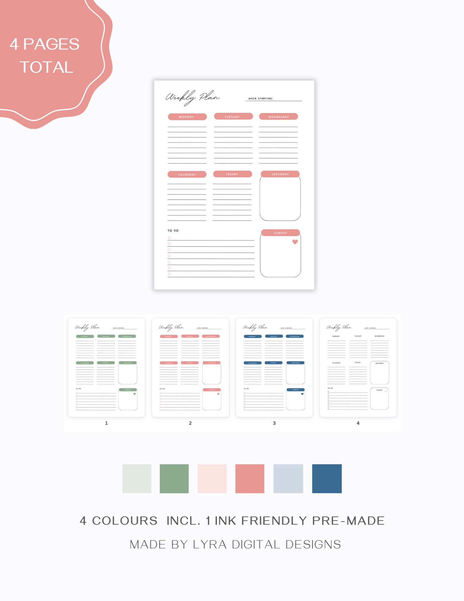7 Day Weekly Planner | Printable PDF + Canva Template - Etsy