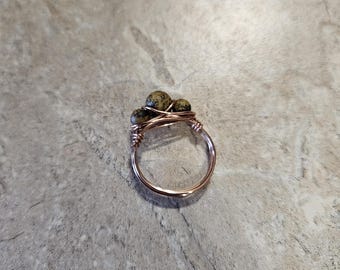 Wire Wrapped Copper and Jasper Ring