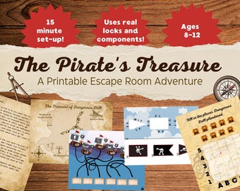 Escape Room del Tesoro Pirata: Búsqueda del Tesoro Imprimible para Niños (Descarga Digital)