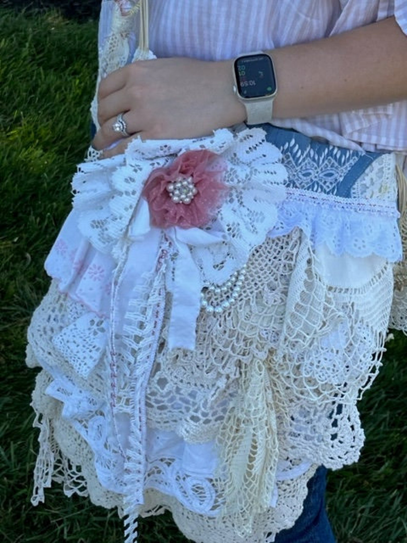 Vintage Lace Crossbody Bag Festival Wedding Shabby Chic Handmade