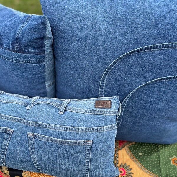 Denim Throw Pillow Etsy