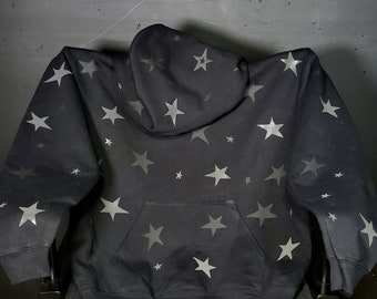 Black on black matte and safety reflective star hoodie