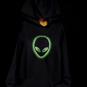 Alien hoodie with fluorescent and glow in the dark detail