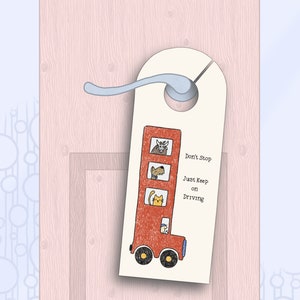 Funny Animal Bus Door Hanger Sign, Kids Privacy Sign (Digital Download)