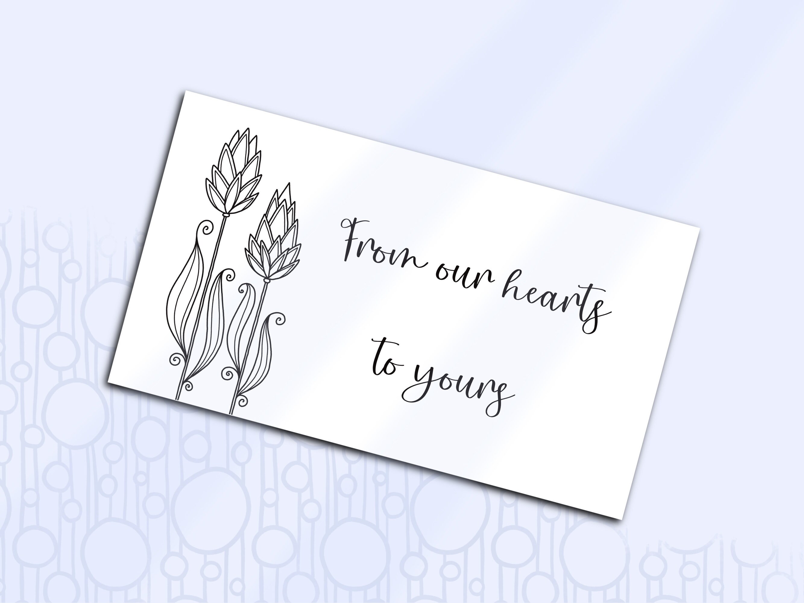 Printable Card Floral, Sympathy Card, Business Size Blank Stationery ...