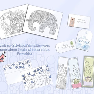 Bookmarks to Color Flower Pots, Zen Doodle Florals, Gifts for Book ...