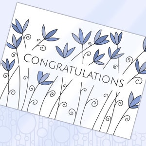 Carte imprimable félicitations, carte de voeux de félicitations dessinée à la main, nouvel emploi, remise des diplômes, enveloppe assortie