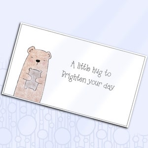 Carte imprimable ours brun, carte d'encouragement au format professionnel, jolie papeterie vierge, illuminera vos envies