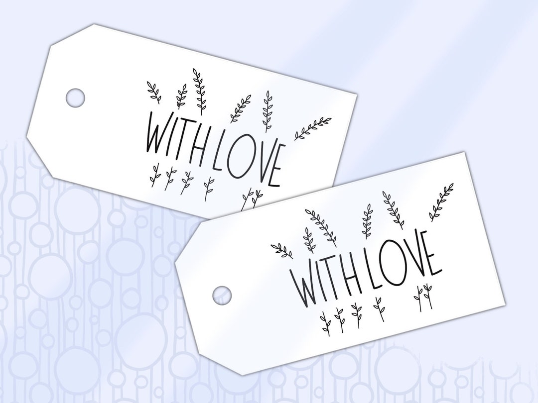 Notched Labels Printable Gift Tag Nature, Woodland Label, With Love Small Notched Tag ...