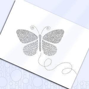 Carte imprimable papillon, carte de voeux art emmêlé, papeterie vierge, dessinée à la main, carte de voeux vierge fantaisiste