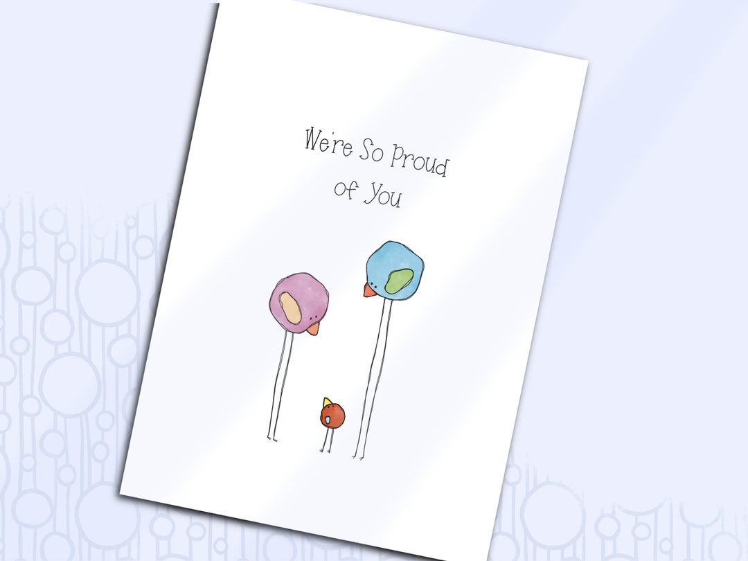 Printable Card Congratulations, so Proud of You Greeting Card, Bird ...