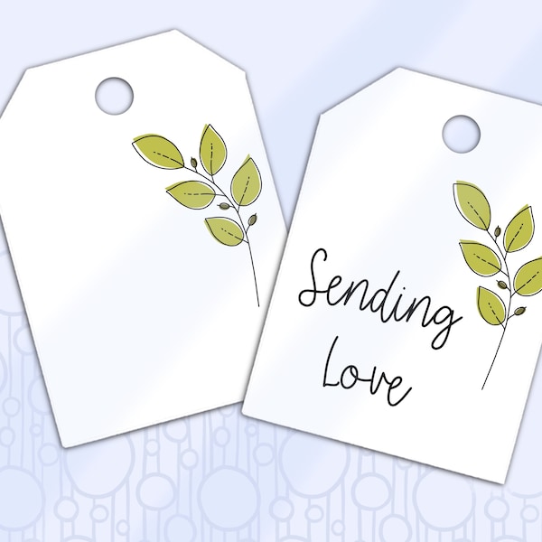 Printable Nature Gift Tag, Hand Drawn Printable Tag, Sending Love Label, Woodland Notched Tag, Tassel Tag, Blank Gift Tag