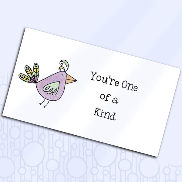 Printable Card, Quirky One of a Kind Card, Business Size Motivational Card, Encouragement Insert Card