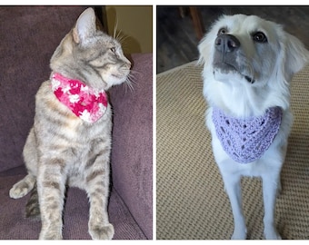 Crochet dog and cat bandana, Crochet dog bandana, Crochet dog bandana collar, Crochet cat bandana collar, Crochet pet accessories