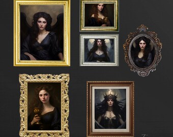Conjunto de mitología griega de 6 piezas / Impresiones digitales de Academia oscura / Impresiones de retratos / Hécate, Circe, Nyx / Decoración de habitaciones de estilo gótico / Impresiones de arte oscuro