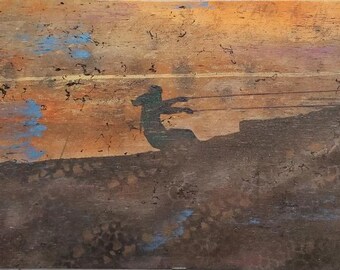 An original, signed painting by Dave Noe @ uNstudio: "Taming Shai Hulud" 39" x 18"