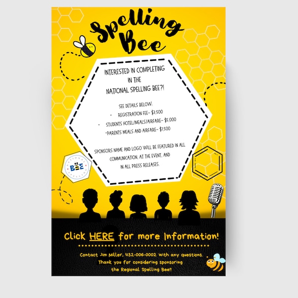 Editable Spelling Bee Flyer, Spelling Bee Invitation, School Flyer, Education, Digital Download