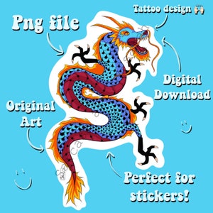 Original dragon artwork , DIGITAL FILE ONLY ,original art, sticker design  ,  tattoo design , digital download
