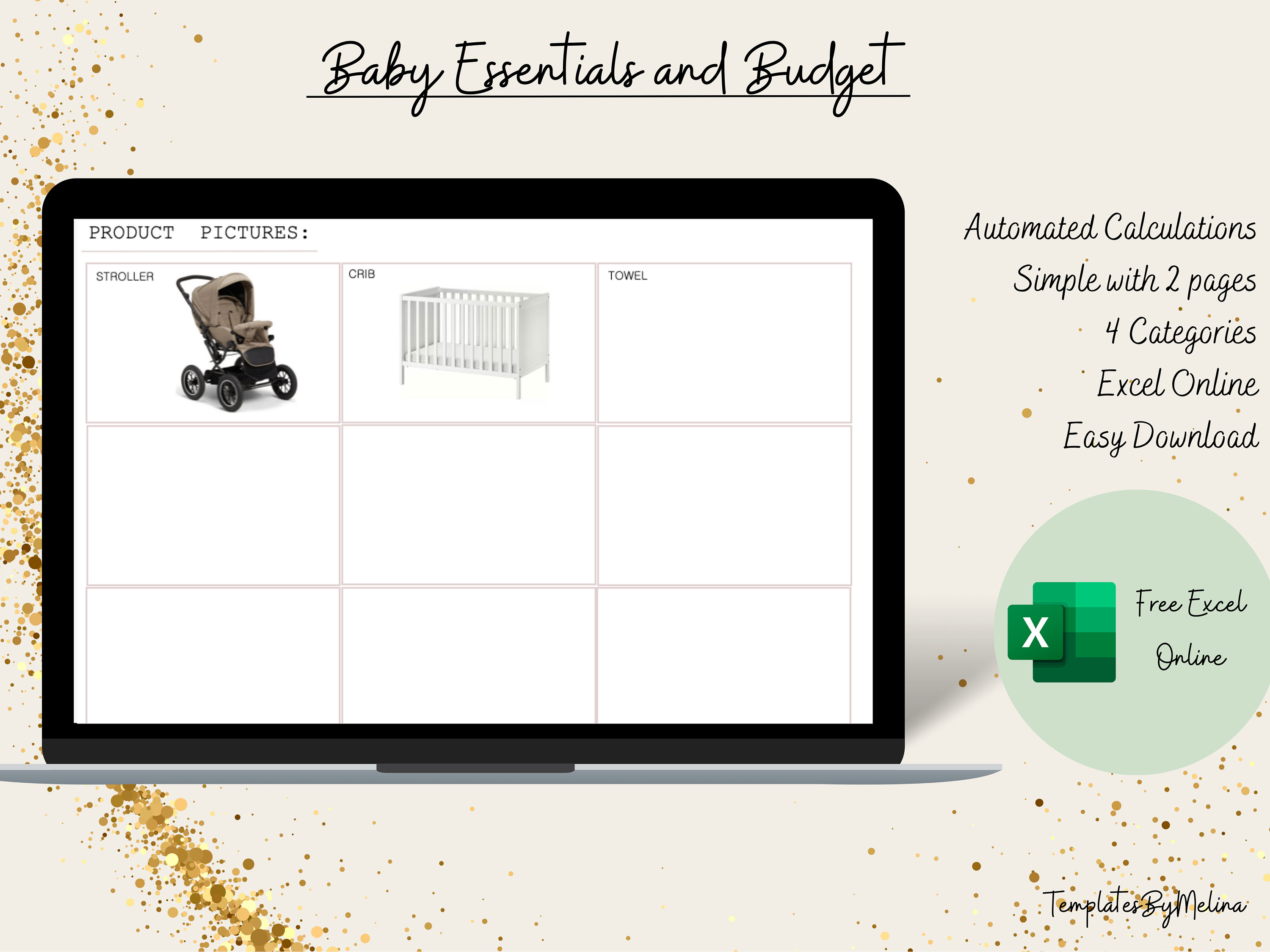 Baby Budget Digital Template, Baby Essentials, Baby Spreadsheet, Budget