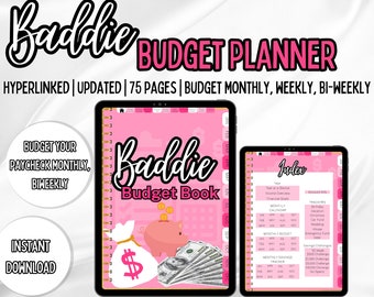 Baddie Budget Book | Digital Hyperlinked Finance Planner | GoodNotes Compatible | Budget Tracking, Savings Goals