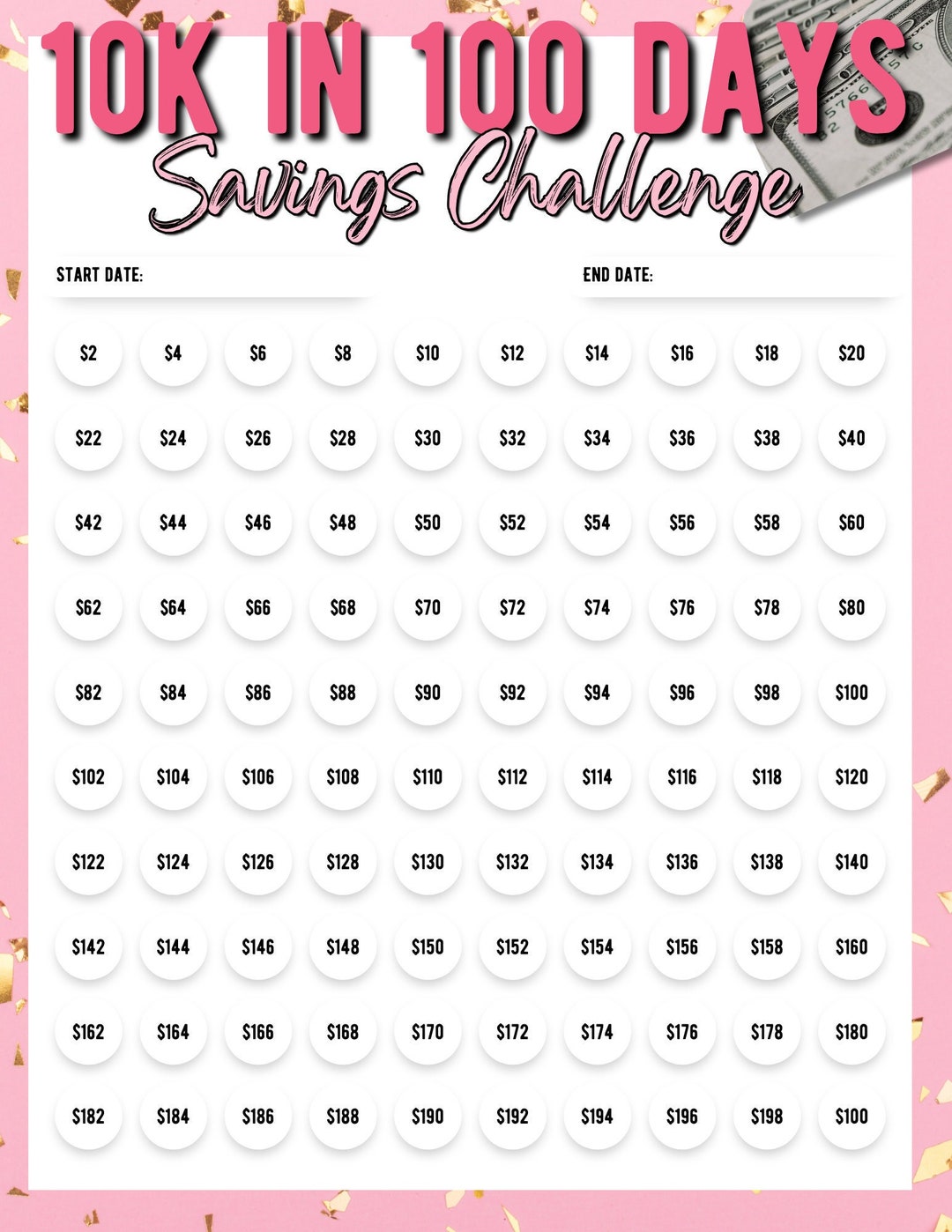 10K in 100 Days Savings Challenge, Printable 10000 Savings Challenge, 100 Envelope Saving Chart, Letter Size, Savings Goal, Money Challenge - Etsy 10K in 100 Days Savings Challenge, Printable 10000 Savings Challenge, 100 Envelope Saving Chart, Letter Size, Savings Goal, Money Challenge - Etsy