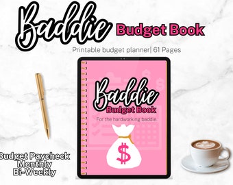 Baddie Budget Book Printable | Savings Challenge, Debt Tracker, Monthly Calendar | Digital Download for GoodNotes | Stylish Finance Planner