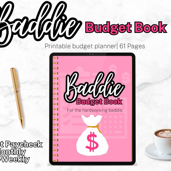 Baddie Budget Book Printable | Savings Challenge, Debt Tracker, Monthly Calendar | Digital Download for GoodNotes | Stylish Finance Planner