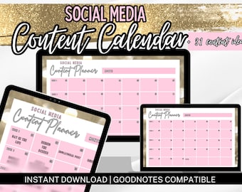 31 Day Social Media Content Calendar Template (Digital Download)