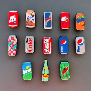 Soda Shoe Charms, Pop Shoe Charms, Drinks Shoe Charms, Beverage Shoe Charm, Shoe Charms for Clogs, Gift for her, Gift for him, Party Favors