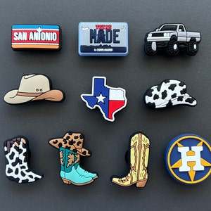 Texas Croc Charms, Cowboy Shoe Charms, Cowboy Boots Croc Charms, San Antonio Shoe Charm, Houston Shoe Charms, Shoe Charms for Clogs