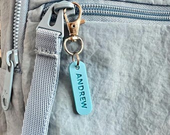 Personalized Extra Small Name Tag, Custom Engraved travel bag tag, Acrylic pouch name tag, Travel Bag Identifier, Makeup bag tag, XS